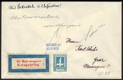 Poststück - Schmiedl - Raketenpost: Unterwasser - Katapultrakete UK 1 aus 1933, - Francobolli