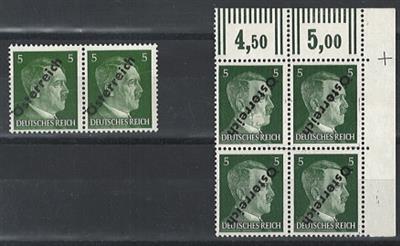 ** - Österr. Abartenlos 1945 -Wien I 5 Pfg. kopfsteh. Doppelaufdruck, - Stamps