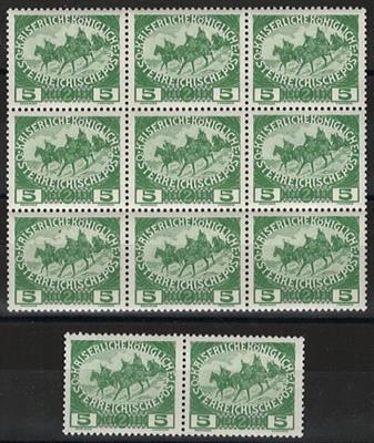 ** - Österr. Nr. 181 I ("Salut. Reiter") und 181 II ("Brotlaib"), - Briefmarken