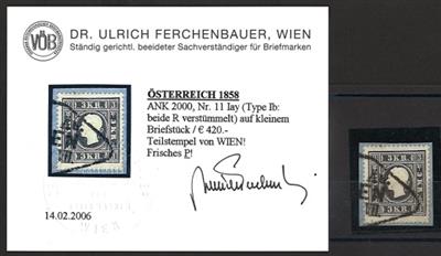 Briefstück - Österr. Nr. 11 Iay (Type Ib beide "R" verstümmelt), - Briefmarken