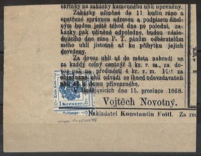 Briefstück - Österr. Zeitungsstempelmarke Nr. 2 Ty IIb, - Briefmarken