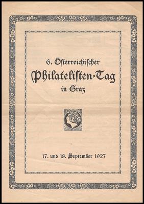 Graz 1927 - Programmblatt (4 Seiten) für den 6. Österr. Philatelistentag, - Briefmarken