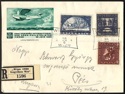 Poststück - Österr. I. Rep. - WIPA glatt mit Kongresshaus - Sonderstempel auf gefaltetem Reko - Kuvert nach Ungarn, - Stamps