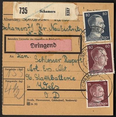 Poststück - Partie Paketkarten Ostmark - Briefmarken