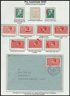 **/*/gestempelt/Poststück - Spezialpartie Schweiz Pro Juventute 1937/40, - Známky
