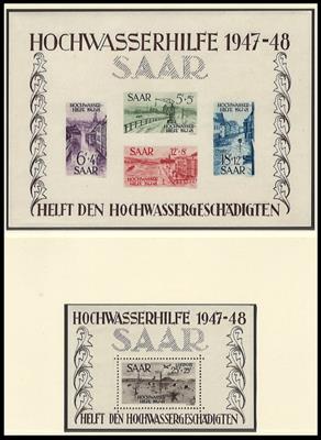 ** - Sammlung Saarland u.a. mit Bl. Nr. 1/2, - Známky