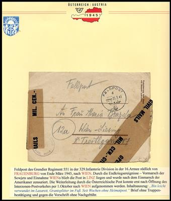 Poststück - Feldpost im Kurland 1945 im Rahmen der 16. Armee, - Briefmarken