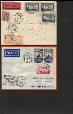 Poststück - Partie Flugpostbelege Frankreich aus 1931/1946, - Stamps