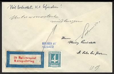 Poststück - Schmiedl - Raketenpost: Unterwasser - Katapultrakete UK 1 aus 1933, - Stamps