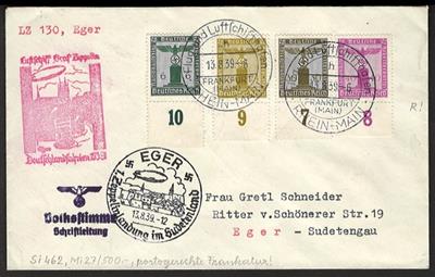 Poststück - Zeppelinpost - EGER - Fahrt 13.8. 1939, - Stamps