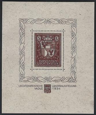 * - Liechtenstein Bl. Nr. 1 (sogen. "VADUZBLOCK"), - Briefmarken und Ansichtskarten