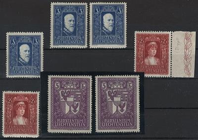 * - Liechtenstein Nr. 140 (2),141 (3) und Nr. 142 (2), - Stamps