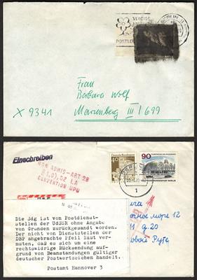 Poststück - Berlin 1963/1985 - 8 Postkriegsbelege - dabei 1 Schwärzung, - Francobolli