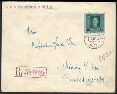 Poststück - Österr. Feldpost Nr. 70 auf rekommandiertem Brief über FPA 431 aus 1918, - Francobolli