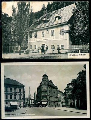 Poststück - Partie AK OÖ u.a. mit Schwertberg - Metzen - Linz - Bahnhof Grein - Hallstadt - Perg, - Briefmarken und Ansichtskarten