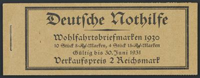 ** - D.Reich 1930 und 1932 (D. Nothilfe und Fridericus) Markenheftchen MH Nr. 29 (dgz/ndgz), - Briefmarken und Ansichtskarten