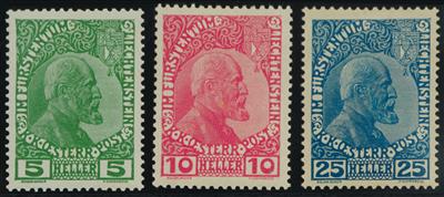 ** - Liechtenstein Nr. 1y/3ya (normales Papier) feinst postfr., - Francobolli