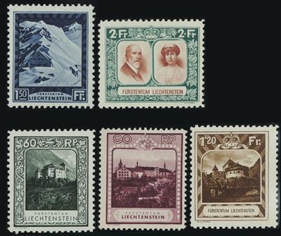 ** - Liechtenstein Nr. 94/107 (Freimarkenausgabe 1930), - Briefmarken und Ansichtskarten