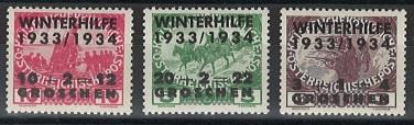 ** - Österr. I. Rep. -   ANK Nr.180/82 mit Aufdrucken für die Winterhilfe 1933/34, - Briefmarken