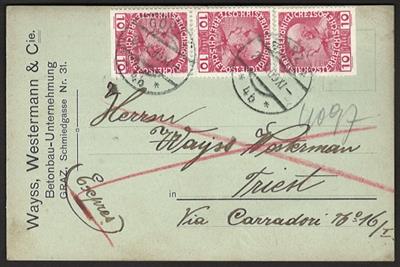Poststück - Österr. Nr. 144 (3) auf Expresskarte von GÖRZ nach Triest, - Francobolli