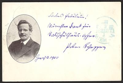 Poststück - Autogramm PETER ROSEGGER auf Fotokarte von Graz nach Wien aus 1905, - Motiv- und Ansichtskarten