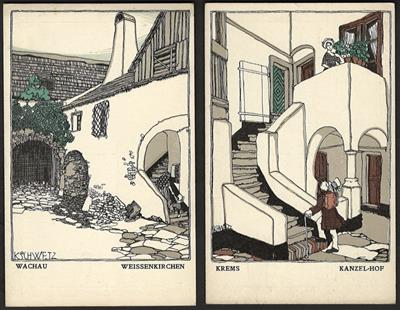 Poststück - Wiener Werkstätte - Karl Schwetz: Karte Nr. 716: "Krems Kanzel Hof", - Motiv- und Ansichtskarten