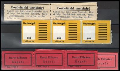 ** - Österreich II Rep. Fünferstreifen Postleitzahlen unrichtig-Kleber, - Briefmarken und Ansichtskarten