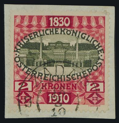 Briefstück - Österr. 1910 - 2 K mit zartem Ersttagsstpl. "ZADAR 18/8/10", - Francobolli