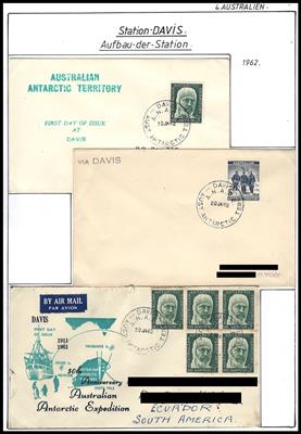 Poststück - Australische Antarktis - Sammlung Station Davis mit Aufbau der Station, - Francobolli