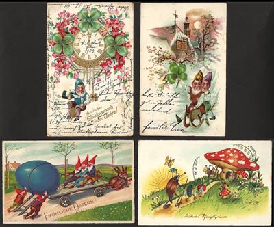 Poststück - Partie Motivkarten "Zwergerl - Schwammerl - Märchen", - Briefmarken und Ansichtskarten
