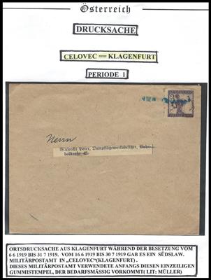 Poststück - SHS - BESETZUNG KLAGENFURT 1919, - Briefmarken und Ansichtskarten