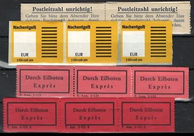 ** - Österreich II. Rep. Fünferstreifen Postleitzahlen unrichtig-Kleber, - Briefmarken und Ansichtskarten