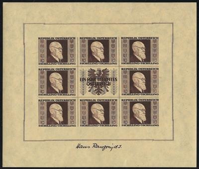 ** - Sammlung Österr. 1945/1982 u.a. mit RENNERBLOCK, - Briefmarken und Ansichtskarten