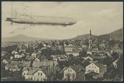 Poststück - Österr. 1913 - ZeppelinKarte zu 5 Heller m. Stpl. "ZEPPELINSCHIFF SACHSEN 20. OKTOBER 1913 FLUGPLATZ HAIDA, - Briefmarken und Ansichtskarten