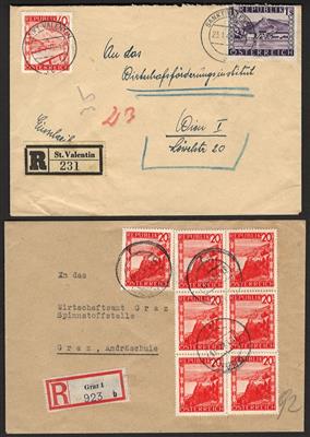 Poststück - Partie Poststücke Rote Landschaft mit ein wenig Bunte Landschaft, - Briefmarken und Ansichtskarten