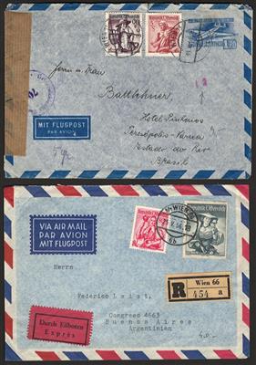 Poststück - Partie Poststücke Trachten II u.a. mit Auslands- und Rekopost, - Briefmarken und Ansichtskarten