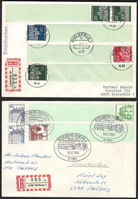 Poststück/**/gestempelt - BRD Rollenmarken mit Anfängen auf 8 Poststück ab 1975, - Briefmarken