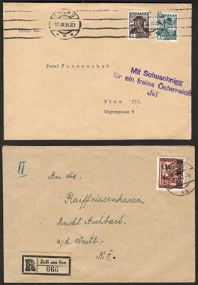 Poststück - Interess. Partie Österr. Belege I. + II. Rep. u.a. 2 Sätze Erfinder, - Stamps