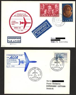 Poststück - Österr. - Partie AUA - Erstflüge ab 1958 mit etwas Retourflügen, - Briefmarken