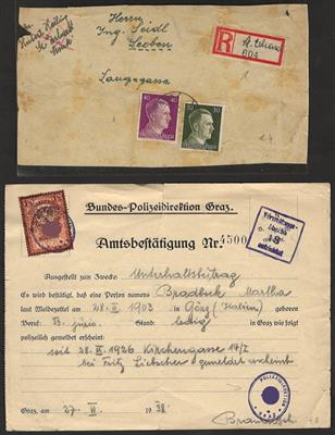 Poststück - Partie nur ungewöhnliche Belege Steiermark in der Ostmarkzeit, - Briefmarken