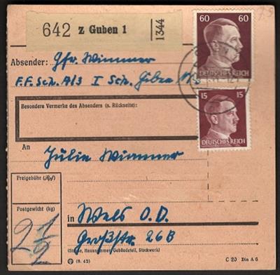 Poststück - Reichh. tls. verschied. Paketkarten D.Reich um 1944 u.a. Lager Kiel Marine Kriegsberichterkompanie; Luxemburg, - Stamps