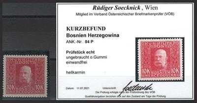 (*) - Bosnien Nr. 84P (10 Kronen Kaiser Franz Joseph als FARBPROBE in HELLKARMIN), - Briefmarken