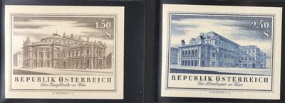 ** - Österr.   ANK. Nr. 1029 U/ 1030 U (Burgtheater u. Staatsoper ungezähnte Prachtstücke m. Farbfoto-Attest Soecknick, - Briefmarken