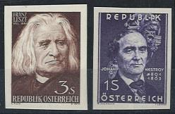 ** - Österr.   ANK. Nr. 1141 U (Liszt) u. 1150 U (Nestroy), - Briefmarken