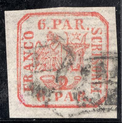 gestempelt - Rumänien Nr. 9 I z (gestreiftes Papier) allseits vollrandiges sehr schönes Stück, - Briefmarken