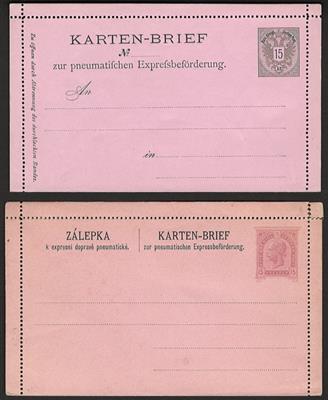 Poststück/*/gestempelt - Kl. Sammlung Österr. Rohrpost Karten-Briefe 1887/1922 u.a. RK 10 (m. Stpl. PRAG), - Briefmarken