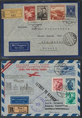 Poststück - kl. Sammlung Österr. Luftpostumschläge u. Aerogramme 1936 - 1999, - Briefmarken