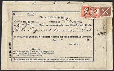 Poststück - Österr. Ausgabe 1858 6 Retour-Rezepisse, - Briefmarken