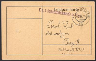 Poststück - Österr. Feldpost WK I - Autogramm von Linienschiffsleutnat G. BANFIELD, - Briefmarken