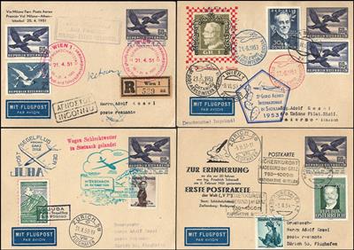 Poststück - Österr. - Partie Flugpost - Privatganzsachen mit Wertzeicheneindruck 60Gr. aus Flug 1950/53, - Briefmarken